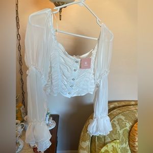 white long sleeve top